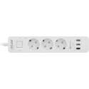 InLine stekkerdoos met 3 contacten en 3x USB - Quick Charge 3.0 / wit - 1,5 meter