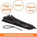 Professionele Werckmann Kabelbinders 4,5 x 350 mm - 700 stuks - Extra Sterk / Tierips / Tiewraps / zwart