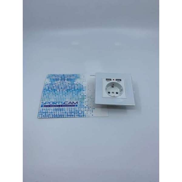 Wandcontactdoos met USB glas wit enkel Wandcontactdoos met USB glas wit enkel