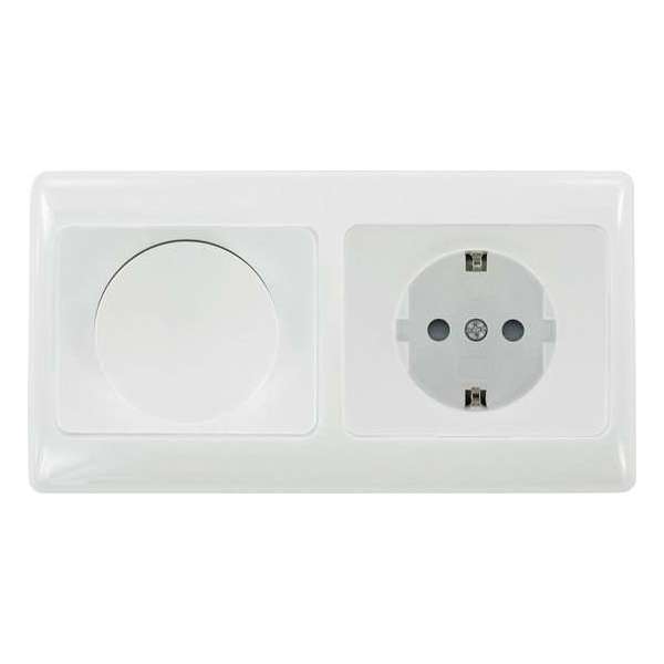 OLYMPIC complete inbouwcombinatie | 230V dimmer + stopcontact met randaarde + 2-voudig afdekraam | polarwit OLYMPIC complete inbouwcombinatie | 230V dimmer + stopcontact met randaarde + 2-voudig afdekraam | polarwit