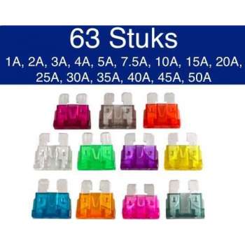 KD | Steekzekeringen 1A t/m 50A | 15 delige set | 63 stuks