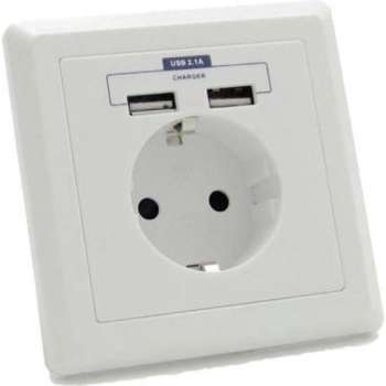 2USB Wandcontactdoos - wit