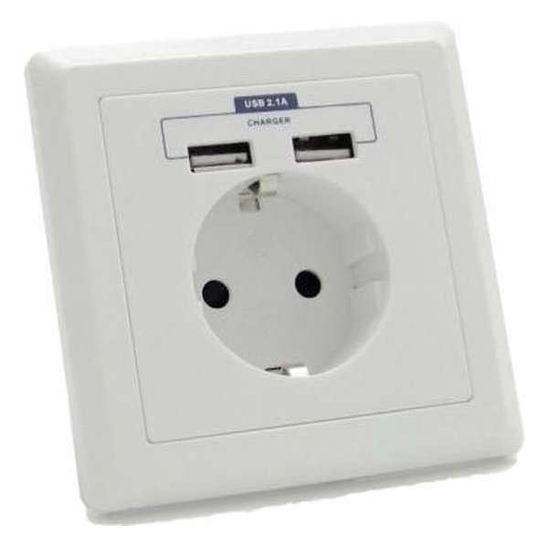 2USB Wandcontactdoos - wit