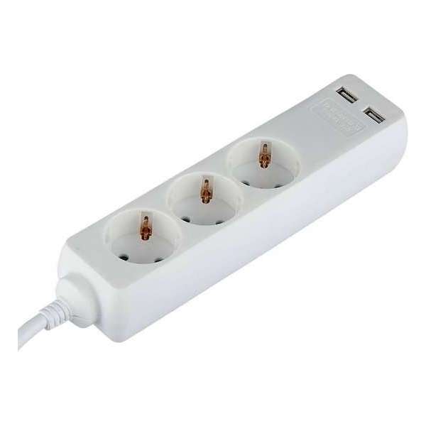 Verlengsnoer met USB - Viron Serino - 3680W - 3 Stopcontacten - 1.5 Meter - Wit | Nederland - BES LED Verlengsnoer met USB - Viron Serino - 3680W - 3 Stopcontacten - 1.5 Meter - Wit | Nederland - BES LED