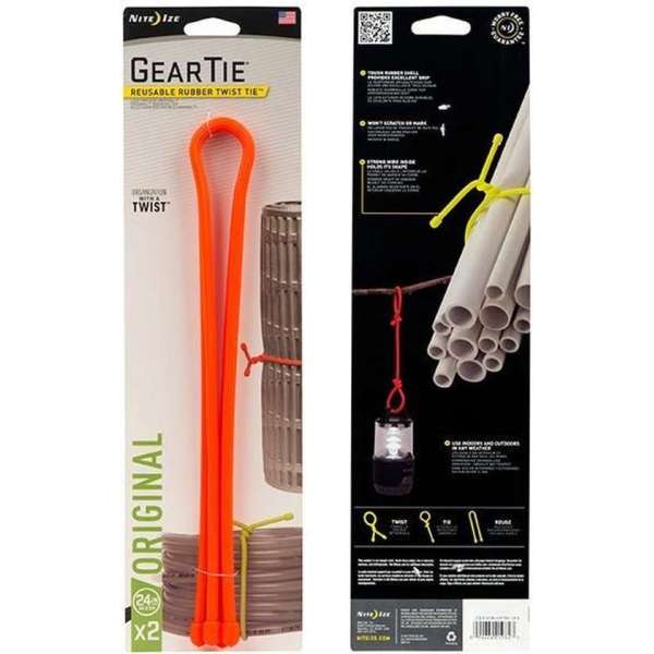 NITE IZE Gear Tie 24" Bright Orange - 2 pcs NITE IZE Gear Tie 24" Bright Orange - 2 pcs
