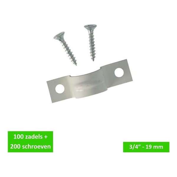 Gamma Buiszadel - 3/4" / 19 mm - Wit gelakt metaal - 100 zadels + 200 schroeven Gamma Buiszadel - 3/4" / 19 mm - Wit gelakt metaal - 100 zadels + 200 schroeven