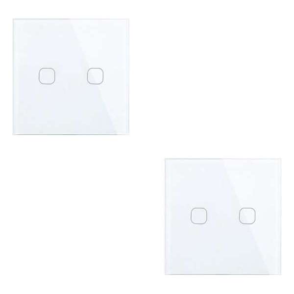 Wand schakelaar Touch 2x wit 86mm 2 gehard glas paneel muur Switch lichte aanraking AC 90-250 v 400W 2A 2x 2 weg Wand schakelaar Touch 2x wit 86mm 2 gehard glas paneel muur Switch lichte aanraking AC 90-250 v 400W 2A 2x 2 weg
