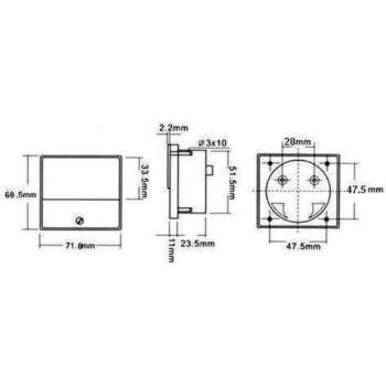 Analoge Paneelmeter Voor Dc Stroommetingen 15A Dc / 70 X 60Mm