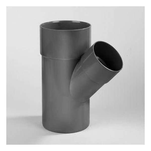 Verloop T-stuk met 2x mof en 1x spie 45° PVC grijs keurmerk BRL52100 110 x 75mm Verloop T-stuk met 2x mof en 1x spie 45° PVC grijs keurmerk BRL52100 110 x 75mm
