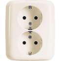 Bj Wandcontactdoos 202 EUJR-212 SI dubbel ra Inbouw