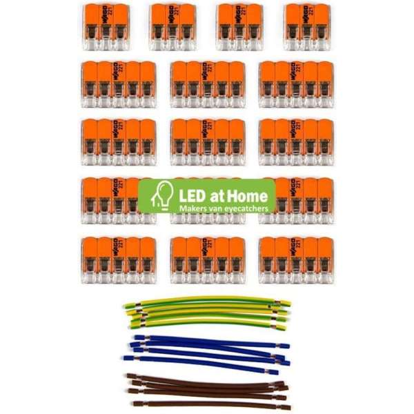 LEDatHOME - WAGO connector kit compatibel met 3x kabel voor 14 gats plafondkap LEDatHOME - WAGO connector kit compatibel met 3x kabel voor 14 gats plafondkap