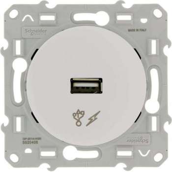 Schneider Electric Odace USB stopcontact Wit