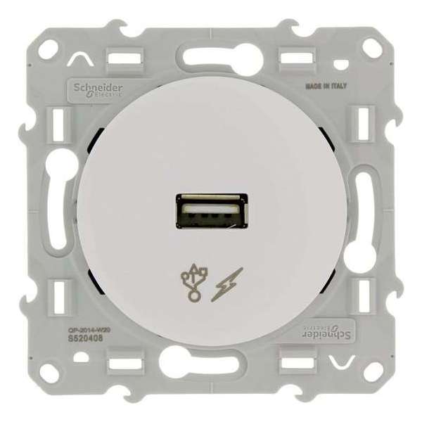 Schneider Electric Odace USB stopcontact Wit