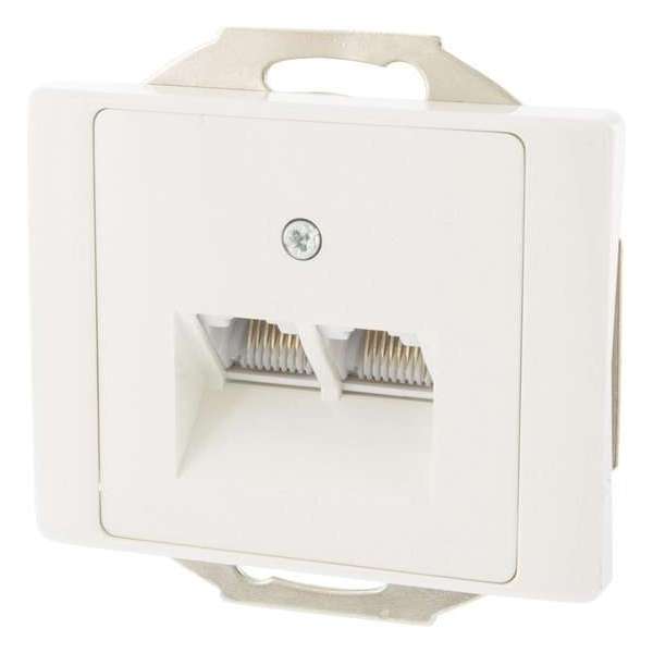 Contactdoos – inbouw – telefoon – data – CAT6A – 2 x 8–polig – geschikt voor afdekraam Berker K1 – polarwit Contactdoos – inbouw – telefoon – data – CAT6A – 2 x 8–polig – geschikt voor afdekraam Berker K1 – polarwit