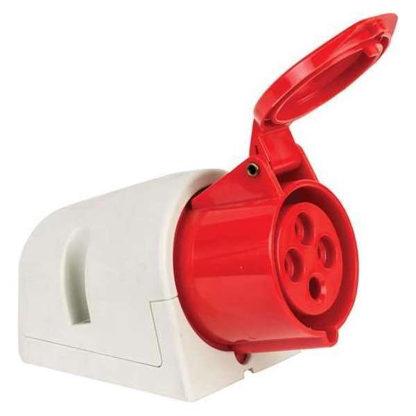 Mete - CEE female 4 polig 6H 32A IP44 kracht wandcontactdoos 380-415VAC Mete - CEE female 4 polig 6H 32A IP44 kracht wandcontactdoos 380-415VAC