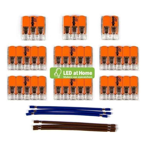 LEDatHOME - WAGO connector kit compatibel met 2x kabel voor 11 gats plafondkap LEDatHOME - WAGO connector kit compatibel met 2x kabel voor 11 gats plafondkap
