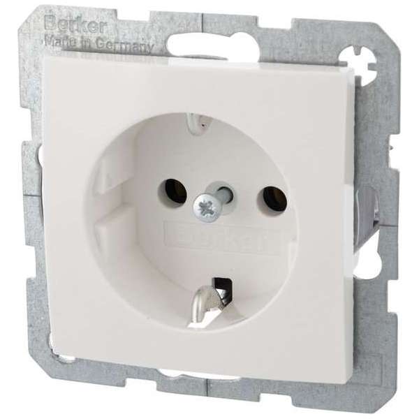 Berker S1 contactdoos – inbouw – 1–voudig – randaarde – met klep – polarwit Berker S1 contactdoos – inbouw – 1–voudig – randaarde – met klep – polarwit