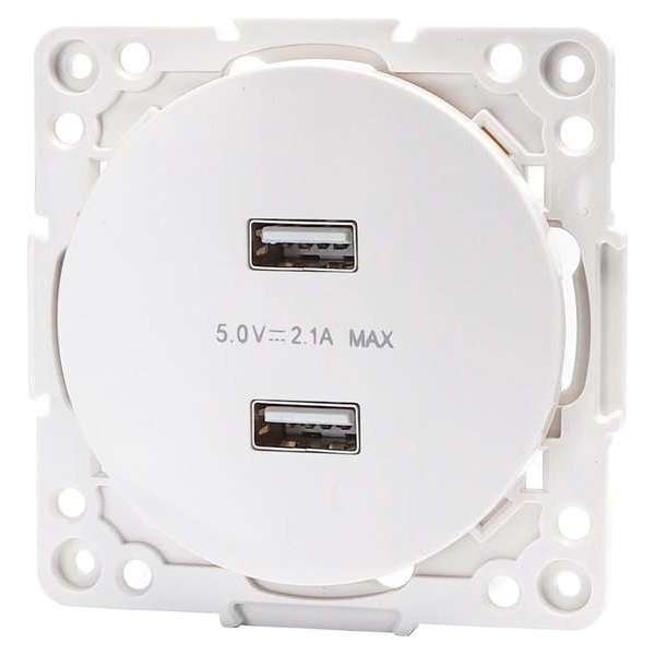 Wandcontactdoos - Igan Jura - Inbouw - Rond - Kunststof - 2-voudig USB Aansluiting - Wit Wandcontactdoos - Igan Jura - Inbouw - Rond - Kunststof - 2-voudig USB Aansluiting - Wit