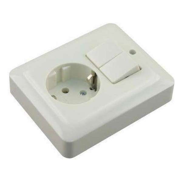 Wandcontactdoos combinatie m2 serie + randaarde inbouw crème 61436502 Wandcontactdoos combinatie m2 serie + randaarde inbouw crème 61436502