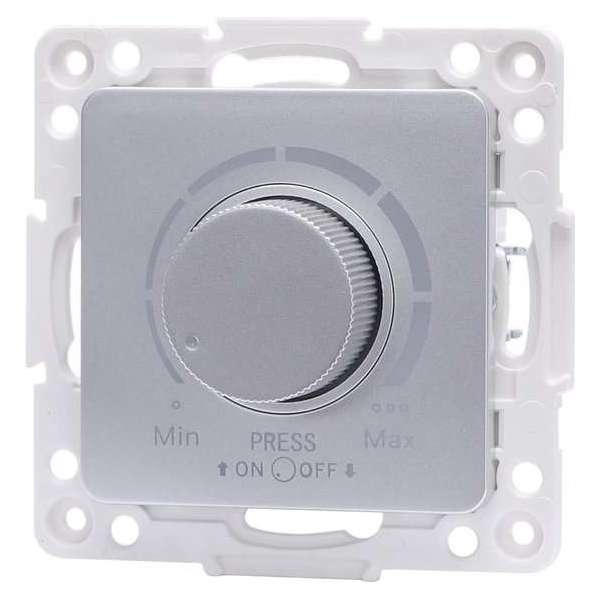 LED Dimmer - Igan Jura - Inbouw - Vierkant - Kunststof - Enkel Knop - 3-100W - Zilver