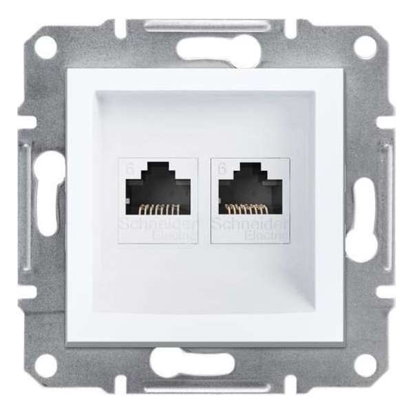 Schneider Electric Asfora serie - Dubbele RJ45 CAT6 UTP - Internet Wandcontactdoos - WIT Schneider Electric Asfora serie - Dubbele RJ45 CAT6 UTP - Internet Wandcontactdoos - WIT