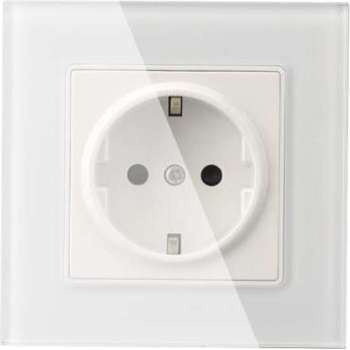 Stopcontact inbouw enkel wit inclusief glasframe wit Improducts® huismerk
