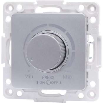 LED Dimmer - Aigi Jura - Inbouw - Vierkant - Kunststof - Enkel Knop - 3-100W - Zilver - BSE
