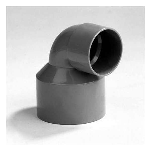 Verloopbocht 2x lijmmof 90° PVC keurmerk BRL52100 75 x 50mm Verloopbocht 2x lijmmof 90° PVC keurmerk BRL52100 75 x 50mm