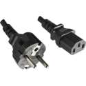 DINIC apparaatsnoer met rechte C13 plug en rechte stekker - 3x 0,75mm / zwart - 1,8 meter