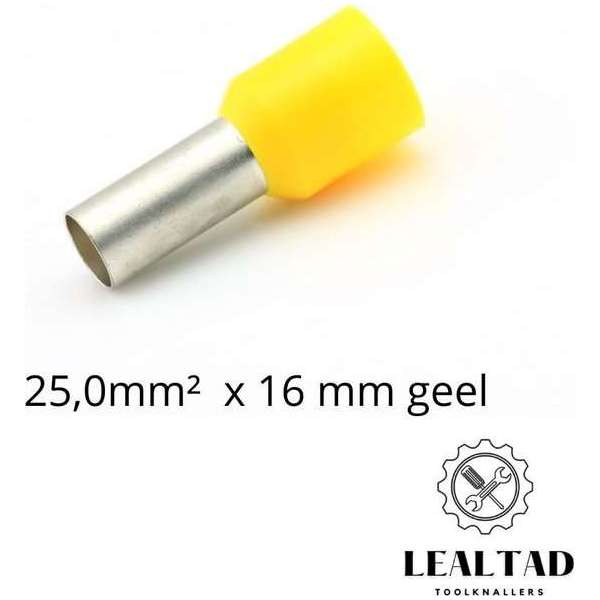 Adereindhuls 25,0x16 mm geel 100 stuks | Ferrule | Draadhuls | Adereindhulzen | Eindverbinder Adereindhuls 25,0x16 mm geel 100 stuks | Ferrule | Draadhuls | Adereindhulzen | Eindverbinder