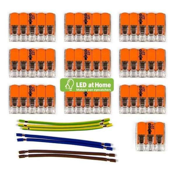LEDatHOME - WAGO connector kit compatibel met 3x kabel voor 10 gats plafondkap LEDatHOME - WAGO connector kit compatibel met 3x kabel voor 10 gats plafondkap