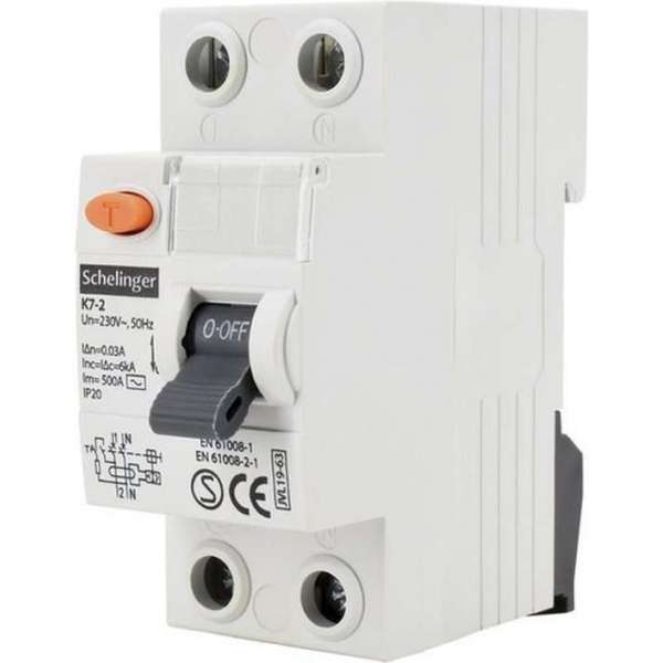 Schelinger - 2-Polig 40A 30mA AC - Aardlekschakelaar / Differentieelschakelaar / Verliesstroomschakelaar / Aardwachter Schelinger - 2-Polig 40A 30mA AC - Aardlekschakelaar / Differentieelschakelaar / Verliesstroomschakelaar / Aardwachter