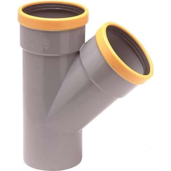 PVC T-Stuk 125X125mm 2x manchet / spie SN8 45° PVC T-Stuk 125X125mm 2x manchet / spie SN8 45°