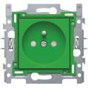 Wandcontactdoos met penaarde en kinderveiligheid. groen.
