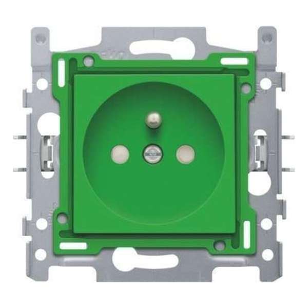 Wandcontactdoos met penaarde en kinderveiligheid. groen. Wandcontactdoos met penaarde en kinderveiligheid. groen.