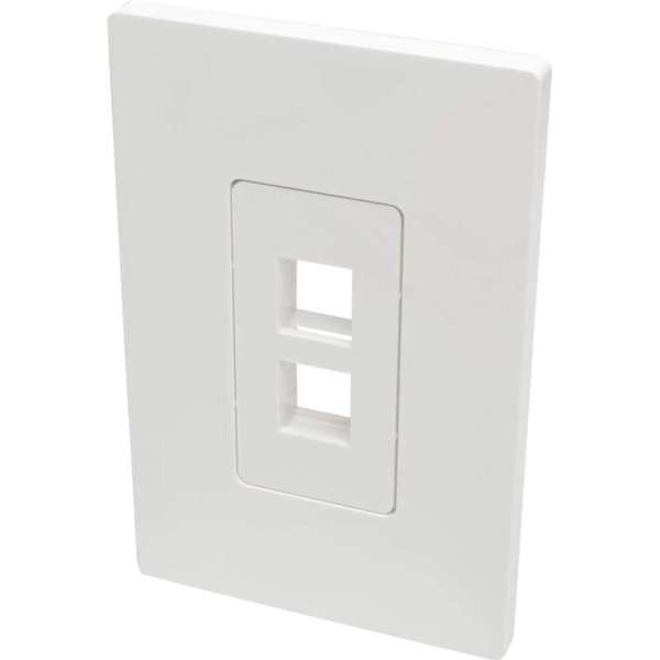 Tripp-Lite N080-102 2-Port Single-Gang Universal Keystone Wallplate, White, TAA TrippLite Tripp-Lite N080-102 2-Port Single-Gang Universal Keystone Wallplate, White, TAA TrippLite