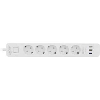 InLine stekkerdoos met 5 contacten en 3x USB - Quick Charge 3.0 / wit - 1,5 meter