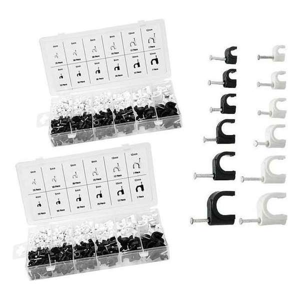 Set van 780 snoerclips (mix assortiment zwart/wit) Set van 780 snoerclips (mix assortiment zwart/wit)