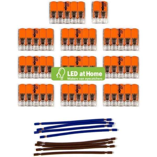 LEDatHOME - WAGO connector kit compatibel met 2x kabel voor 15 gats plafondkap LEDatHOME - WAGO connector kit compatibel met 2x kabel voor 15 gats plafondkap