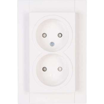 KOPP - Wandcontactdoos - Athenis - Inbouw - 1-voudig Dubbel Stopcontact - Kinderbeveiliging - Helder Glans Wit - BES LED