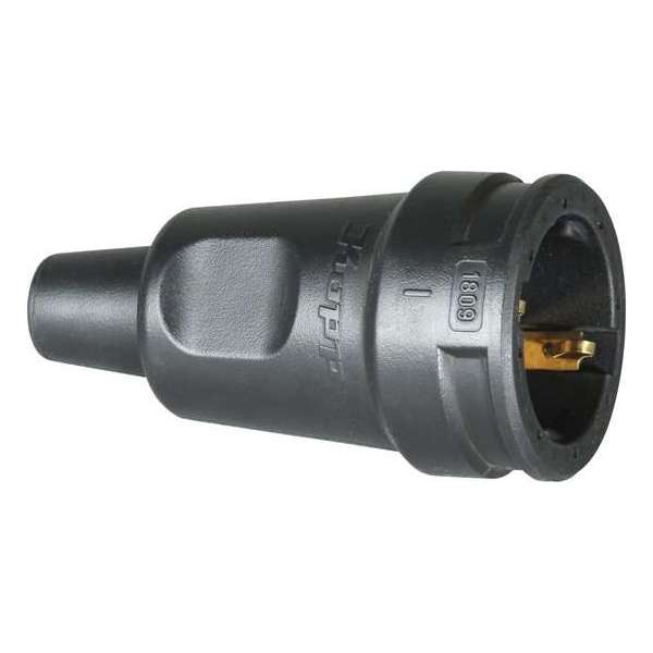 KOPP rubber contrastekker met randaarde en tule, IP20 | ZWART KOPP rubber contrastekker met randaarde en tule, IP20 | ZWART
