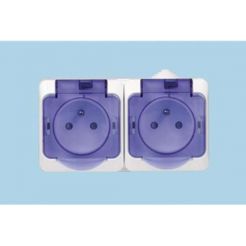 SCHNEIDER ELECTRIC - SC5SHN0212440 CEDAR - Dubbele stekker - Wit en blauw