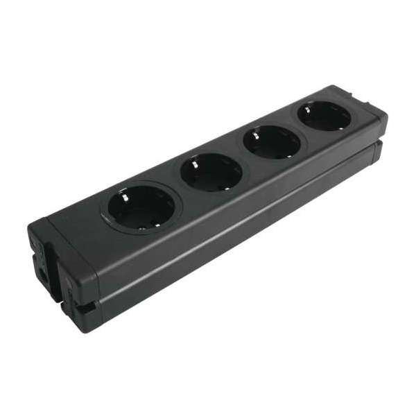 EUROLITE distributeur 4-voudig ALU zwart EUROLITE distributeur 4-voudig ALU zwart