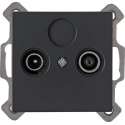 KOPP - Televisie/Radio Contactdoos - Wandcontactdoos Coax - Athenis - Inbouw - Mat Antraciet - BES LED