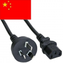 EECONN Apparaatsnoer met rechte C13 plug en rechte type I stekker (China) - 3x 1,00mm / zwart - 5 meter