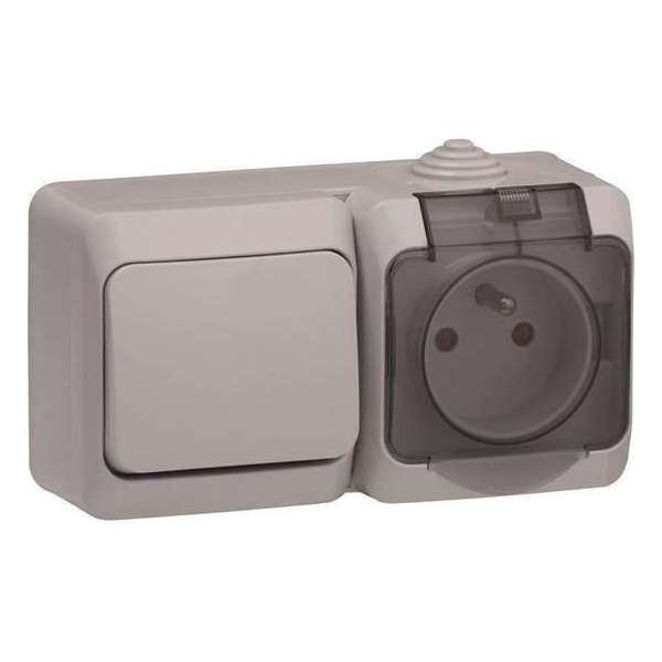 SCHNEIDER ELECTRIC - SC5SHN0212434 Ceder - Contactdoos + Schakelaar - Grijs SCHNEIDER ELECTRIC - SC5SHN0212434 Ceder - Contactdoos + Schakelaar - Grijs