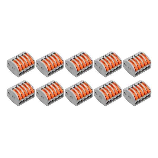 Lasklem Set 10 Stuks - 5 Polig met Klemmetjes - Grijs/Oranje - BES LED Lasklem Set 10 Stuks - 5 Polig met Klemmetjes - Grijs/Oranje - BES LED