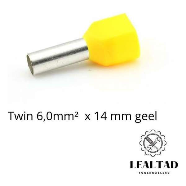 Adereindhuls dubbel 6,0 mm² x 12 mm geel 100 stuks | Ferrule | Draadhuls | Adereindhulzen | Eindverbinder Adereindhuls dubbel 6,0 mm² x 12 mm geel 100 stuks | Ferrule | Draadhuls | Adereindhulzen | Eindverbinder