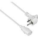 Transmedia Apparaatsnoer met rechte C13 plug en platte stekker - 3x 1,00mm / wit - 5 meter