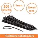 Professionele Werckmann Kabelbinders 3,5 x 200 mm - 200 stuks - Extra Sterk / Tierips / Tiewraps / zwart